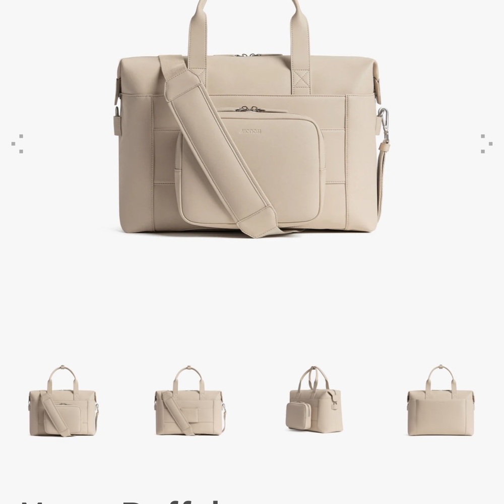 Monos Metro Duffle Bag in Ivory Vegan Leather